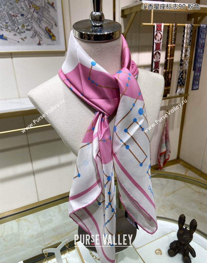 Chanel Silk Sqaure Scarf 90x90cm Pink 2024 051408 (A-240514158)