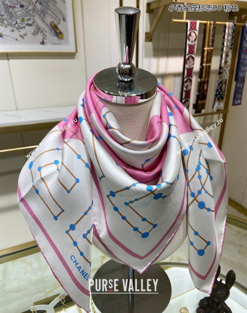 Chanel Silk Sqaure Scarf 90x90cm Pink 2024 051408 (A-240514158)