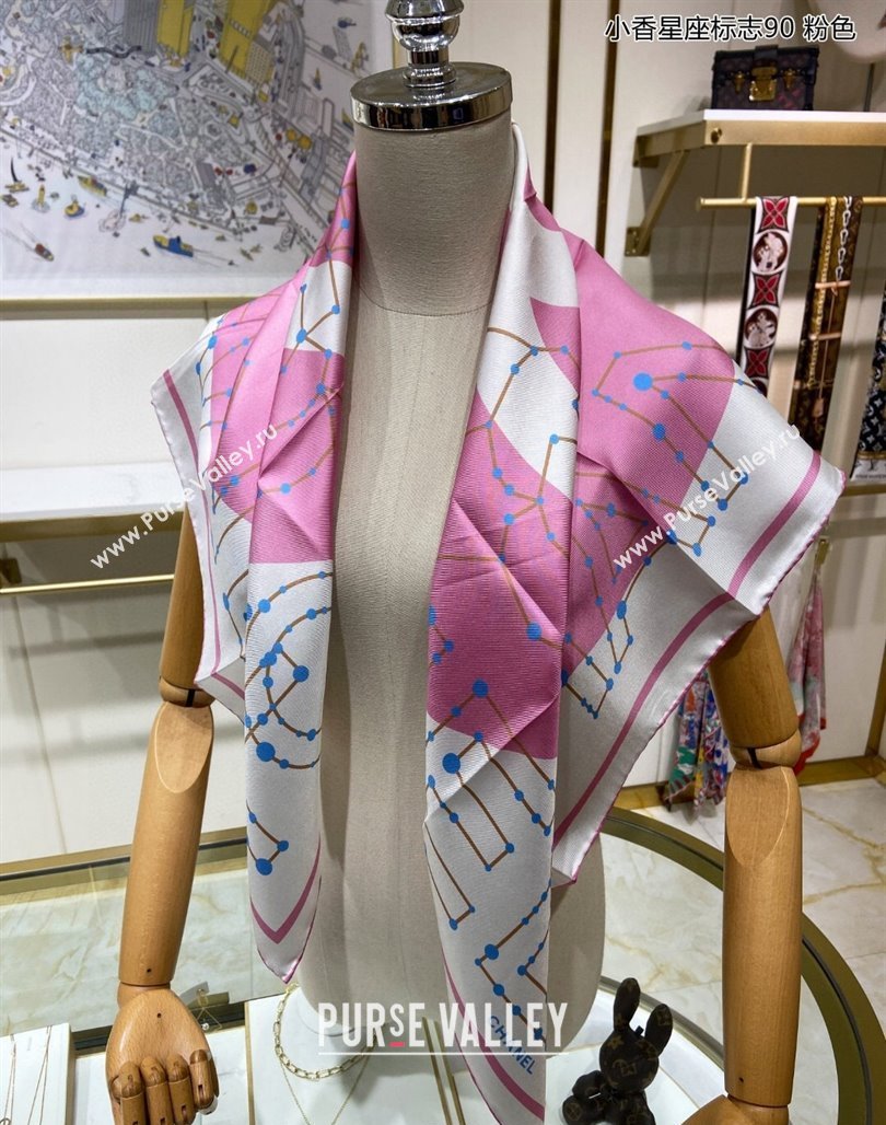 Chanel Silk Sqaure Scarf 90x90cm Pink 2024 051408 (A-240514158)