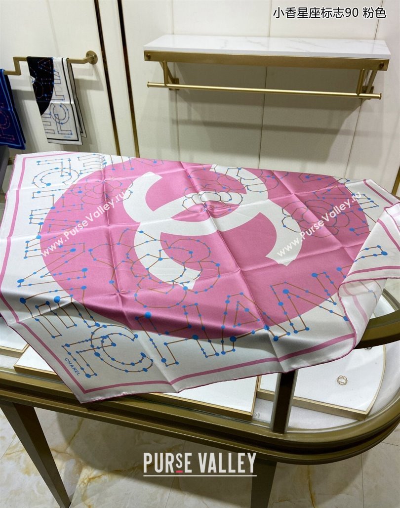 Chanel Silk Sqaure Scarf 90x90cm Pink 2024 051408 (A-240514158)