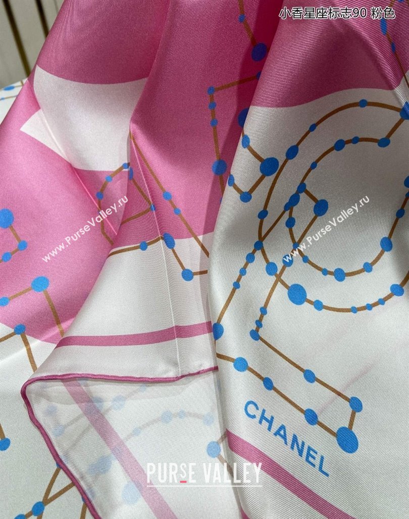Chanel Silk Sqaure Scarf 90x90cm Pink 2024 051408 (A-240514158)