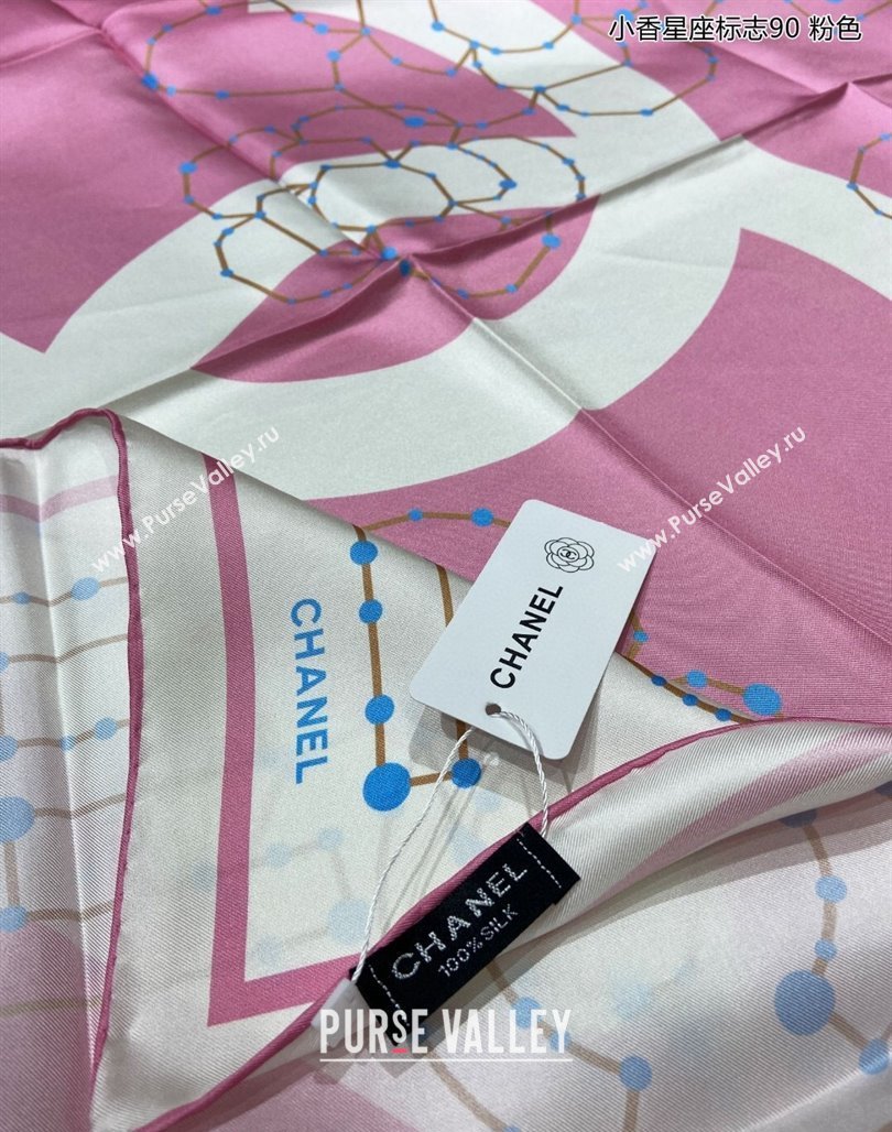 Chanel Silk Sqaure Scarf 90x90cm Pink 2024 051408 (A-240514158)