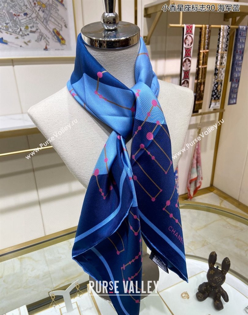 Chanel Silk Sqaure Scarf 90x90cm Blue 2024 051408 (A-240514160)