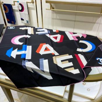 Chanel Silk Sqaure Scarf 90x90cm Black 2024 051409 (A-240514161)