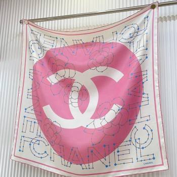 Chanel Silk Sqaure Scarf 90x90cm Pink 2024 051408 (A-240514158)