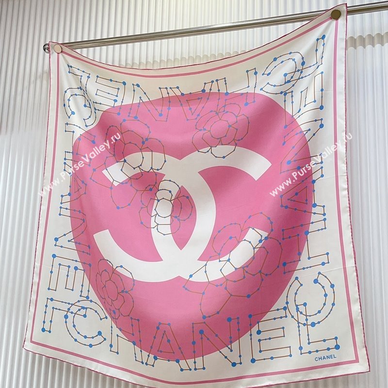 Chanel Silk Sqaure Scarf 90x90cm Pink 2024 051408 (A-240514158)