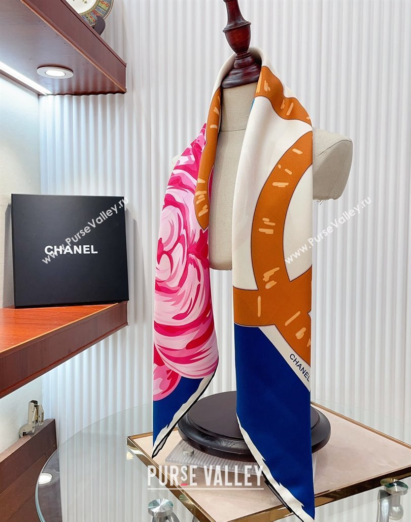 Chanel Silk Sqaure Scarf 90x90cm Blue 2024 051413 (A-240514171)