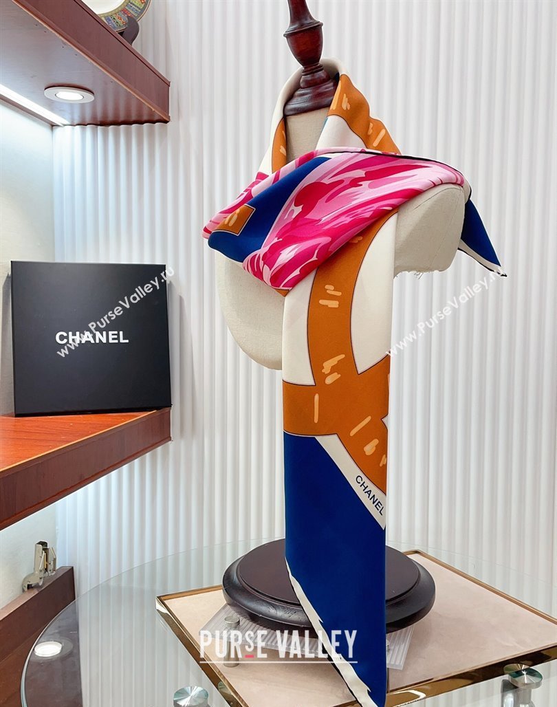 Chanel Silk Sqaure Scarf 90x90cm Blue 2024 051413 (A-240514171)