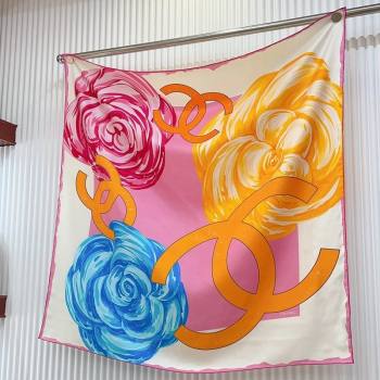 Chanel Silk Sqaure Scarf 90x90cm White 2024 051413 (A-240514172)