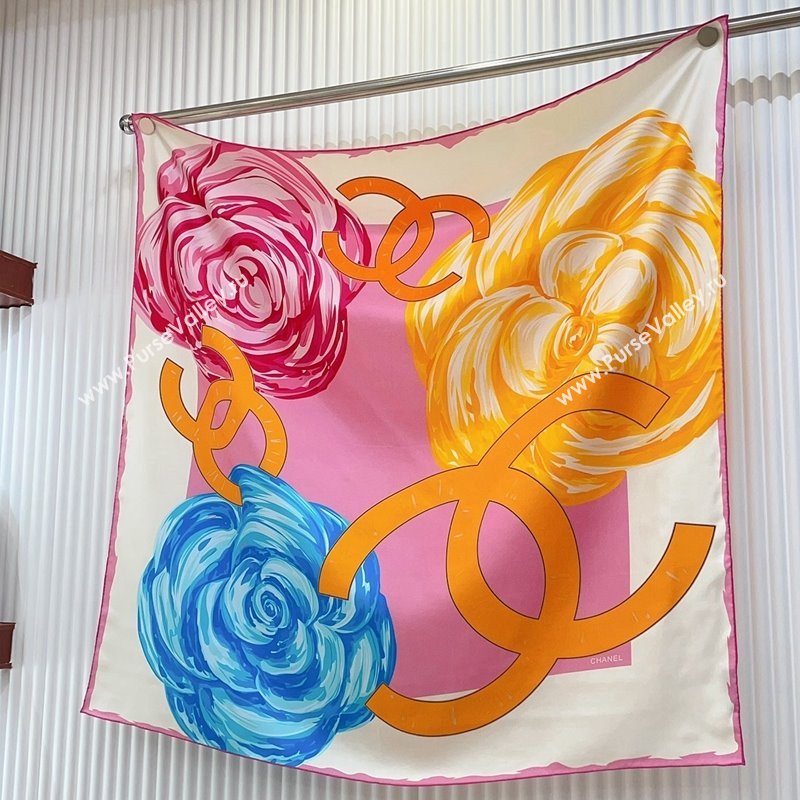 Chanel Silk Sqaure Scarf 90x90cm White 2024 051413 (A-240514172)