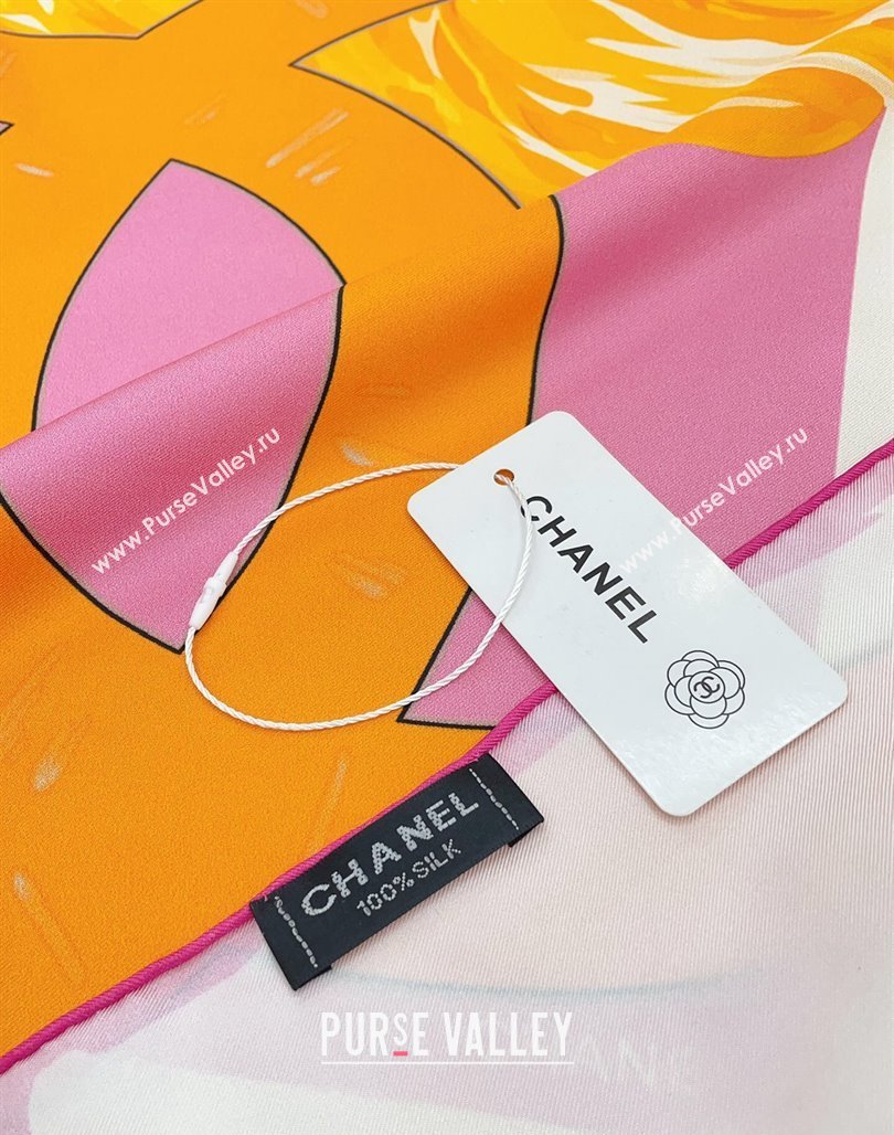 Chanel Silk Sqaure Scarf 90x90cm White 2024 051413 (A-240514172)