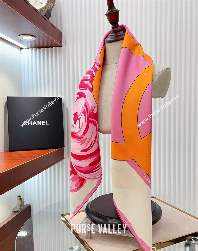 Chanel Silk Sqaure Scarf 90x90cm White 2024 051413 (A-240514172)