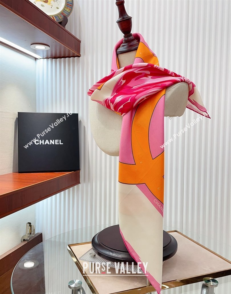 Chanel Silk Sqaure Scarf 90x90cm White 2024 051413 (A-240514172)