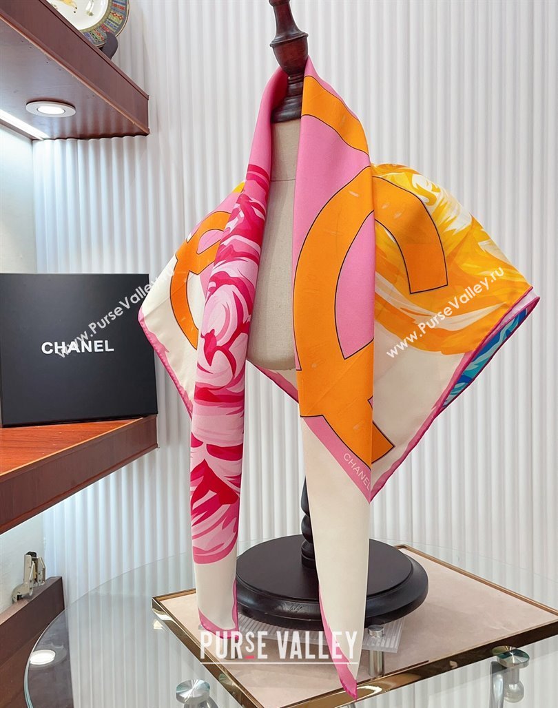 Chanel Silk Sqaure Scarf 90x90cm White 2024 051413 (A-240514172)