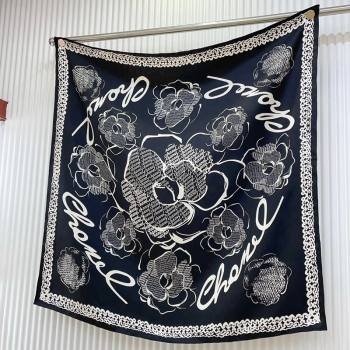 Chanel Silk Sqaure Scarf 90x90cm Black 2024 051414 (A-240514173)