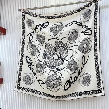 Chanel Silk Sqaure Scarf 90x90cm White 2024 051414 (A-240514174)