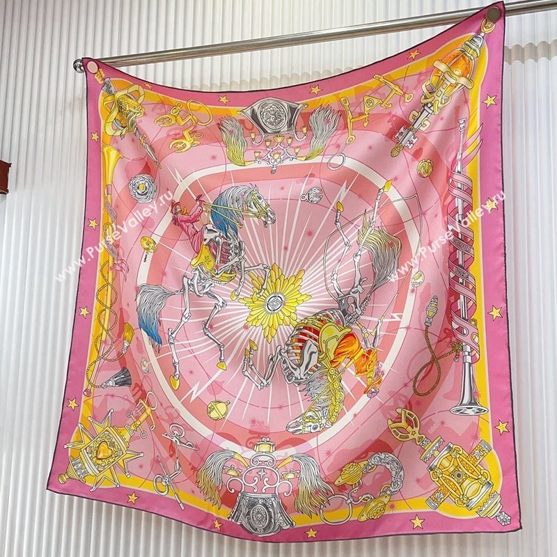 Hermes Chorus Stellarum bandana Silk Sqaure Scarf 90x90cm Pink 2024 0514 (A-240514177)