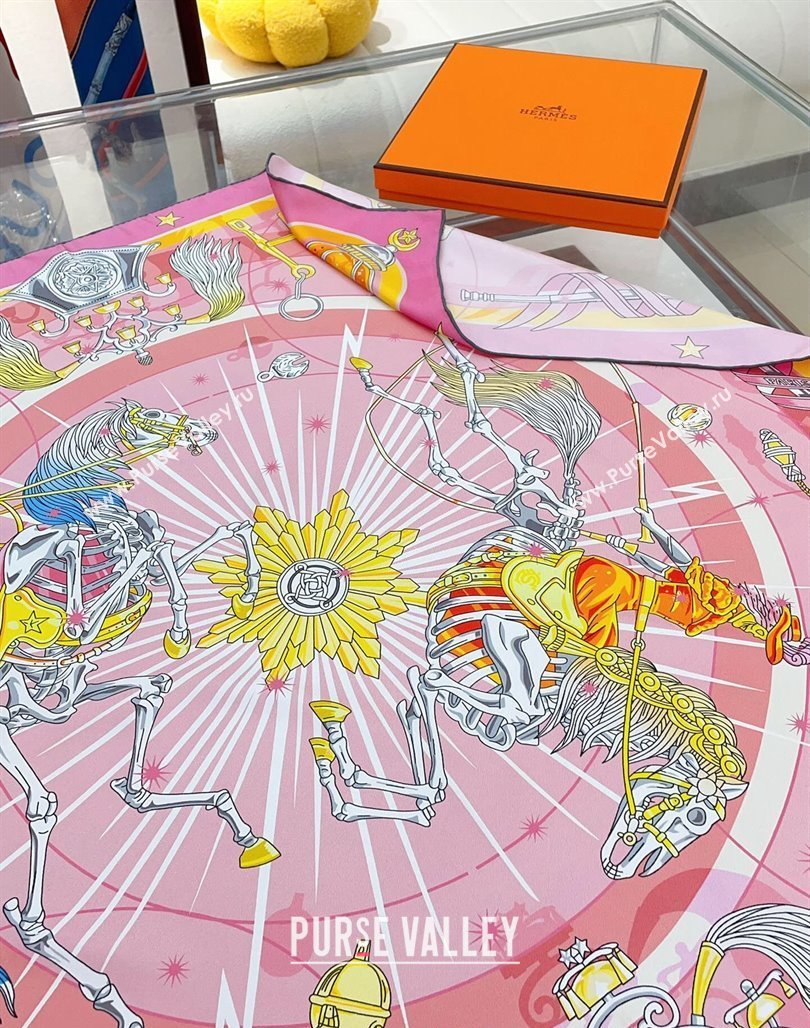 Hermes Chorus Stellarum bandana Silk Sqaure Scarf 90x90cm Pink 2024 0514 (A-240514177)