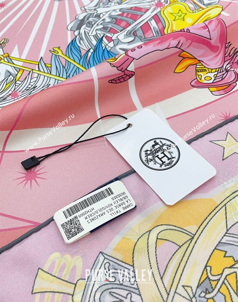 Hermes Chorus Stellarum bandana Silk Sqaure Scarf 90x90cm Pink 2024 0514 (A-240514177)