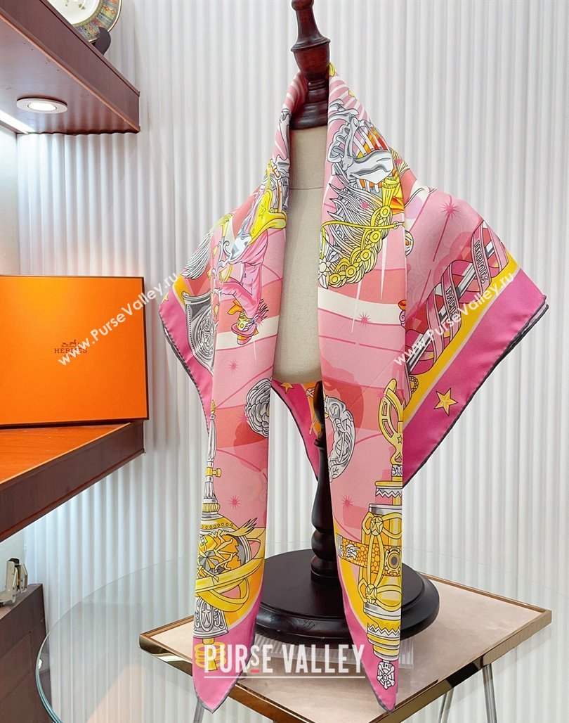 Hermes Chorus Stellarum bandana Silk Sqaure Scarf 90x90cm Pink 2024 0514 (A-240514177)