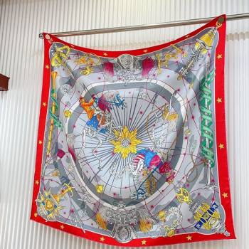 Hermes Chorus Stellarum bandana Silk Sqaure Scarf 90x90cm Grey 2024 0514 (A-240514178)