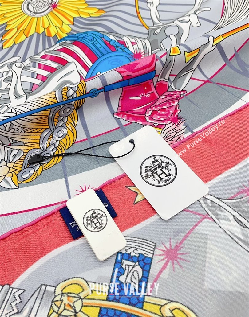Hermes Chorus Stellarum bandana Silk Sqaure Scarf 90x90cm Grey 2024 0514 (A-240514178)