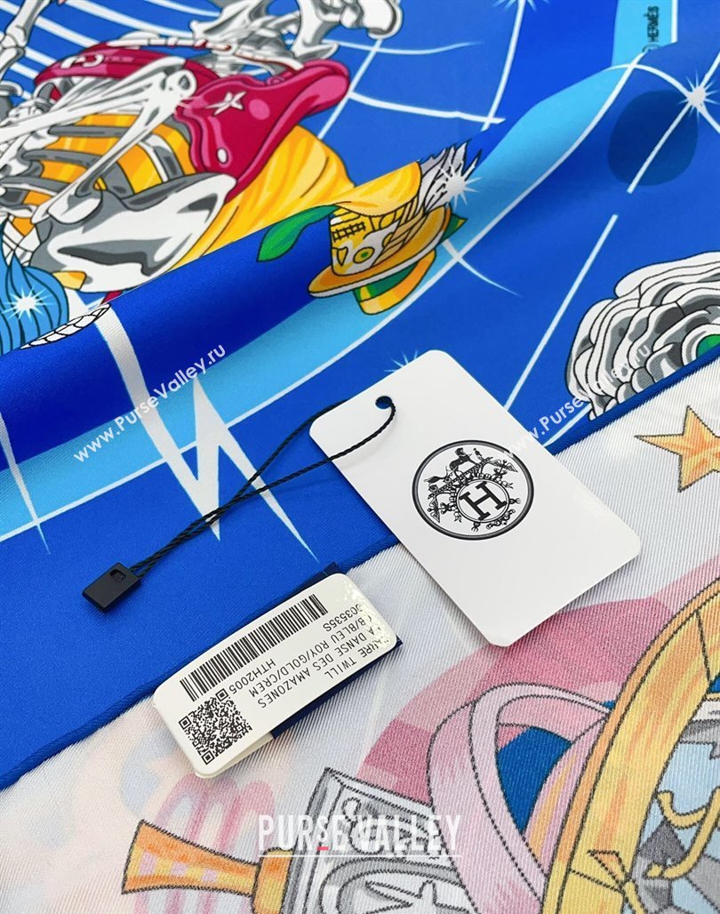 Hermes Chorus Stellarum bandana Silk Sqaure Scarf 90x90cm Blue 2024 0514 (A-240514179)