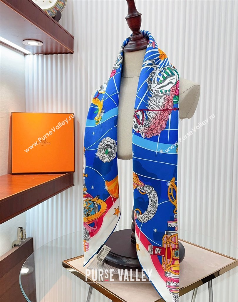 Hermes Chorus Stellarum bandana Silk Sqaure Scarf 90x90cm Blue 2024 0514 (A-240514179)