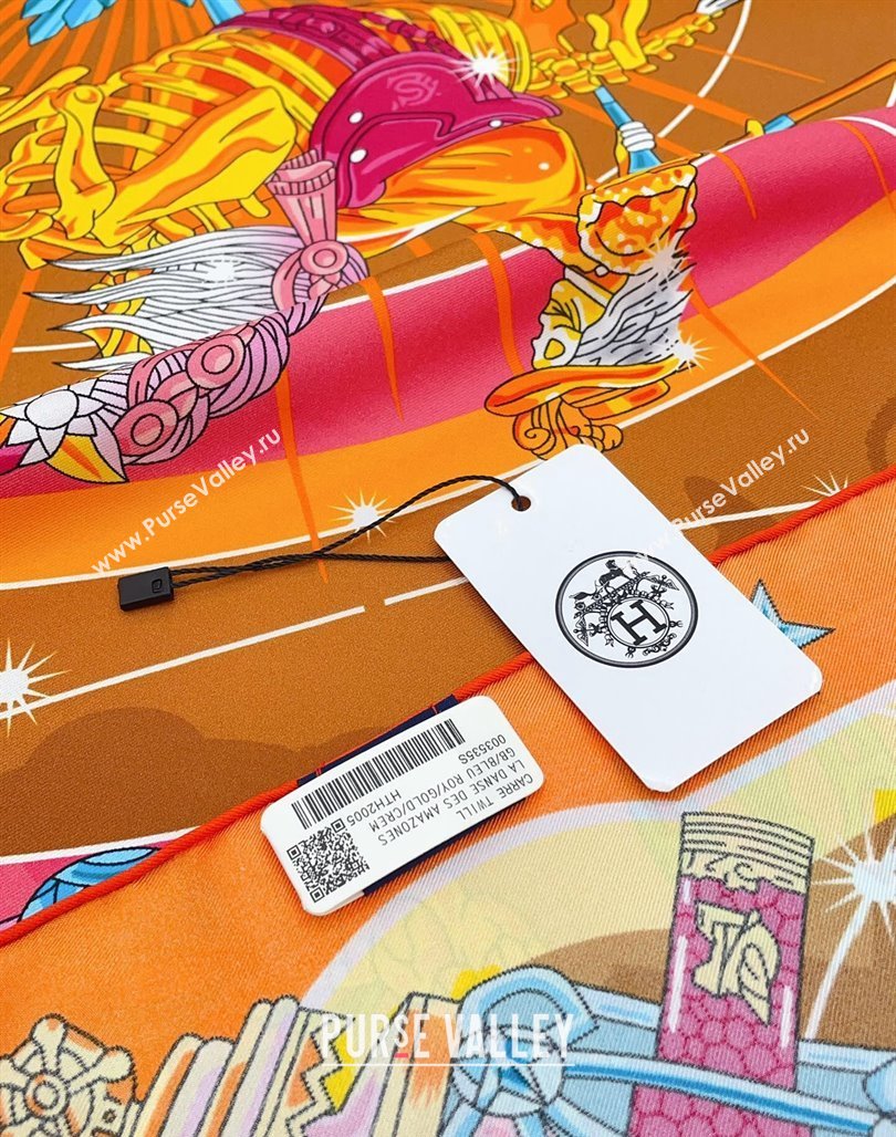 Hermes Chorus Stellarum bandana Silk Sqaure Scarf 90x90cm Orange 2024 0514 (A-240514180)
