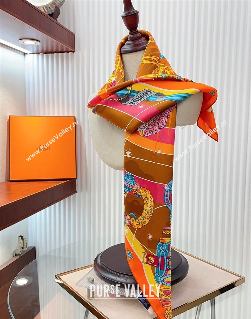 Hermes Chorus Stellarum bandana Silk Sqaure Scarf 90x90cm Orange 2024 0514 (A-240514180)