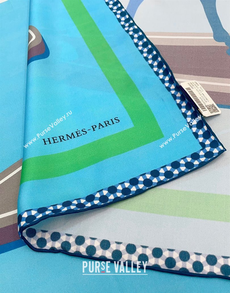 Hermes Horse Silk Sqaure Scarf 90x90cm Blue 2024 0514 (A-240514181)