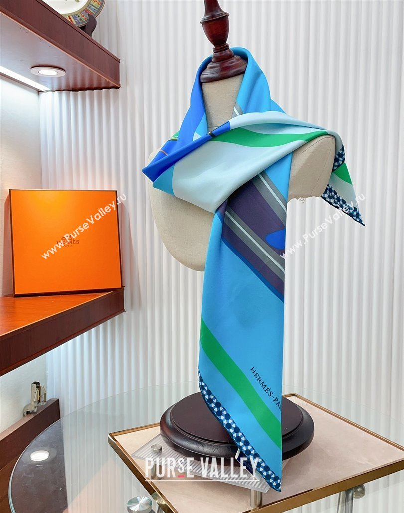 Hermes Horse Silk Sqaure Scarf 90x90cm Blue 2024 0514 (A-240514181)