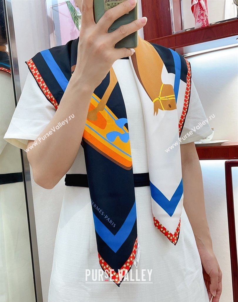 Hermes Horse Silk Sqaure Scarf 90x90cm Orange 2024 0514 (A-240514182)