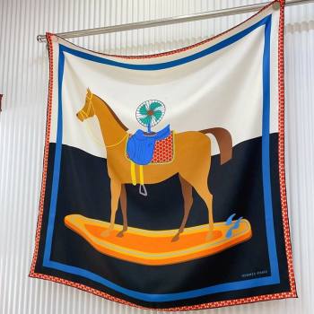 Hermes Horse Silk Sqaure Scarf 90x90cm Orange 2024 0514 (A-240514182)