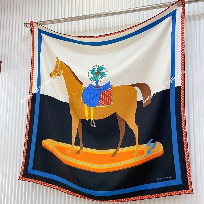 Hermes Horse Silk Sqaure Scarf 90x90cm Orange 2024 0514 (A-240514182)