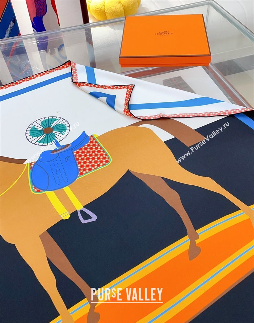 Hermes Horse Silk Sqaure Scarf 90x90cm Orange 2024 0514 (A-240514182)
