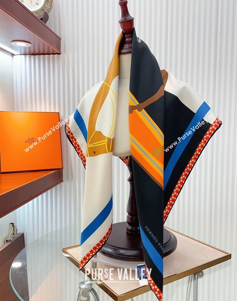 Hermes Horse Silk Sqaure Scarf 90x90cm Orange 2024 0514 (A-240514182)