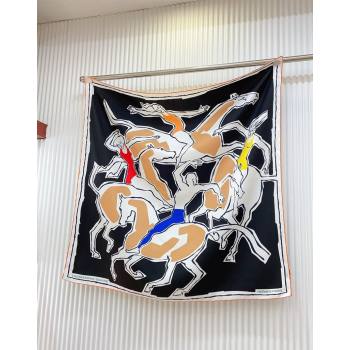 Hermes Choreographie Equestre Silk Square Scarf 90x90cm Black 2024 0619 (A-240619121)