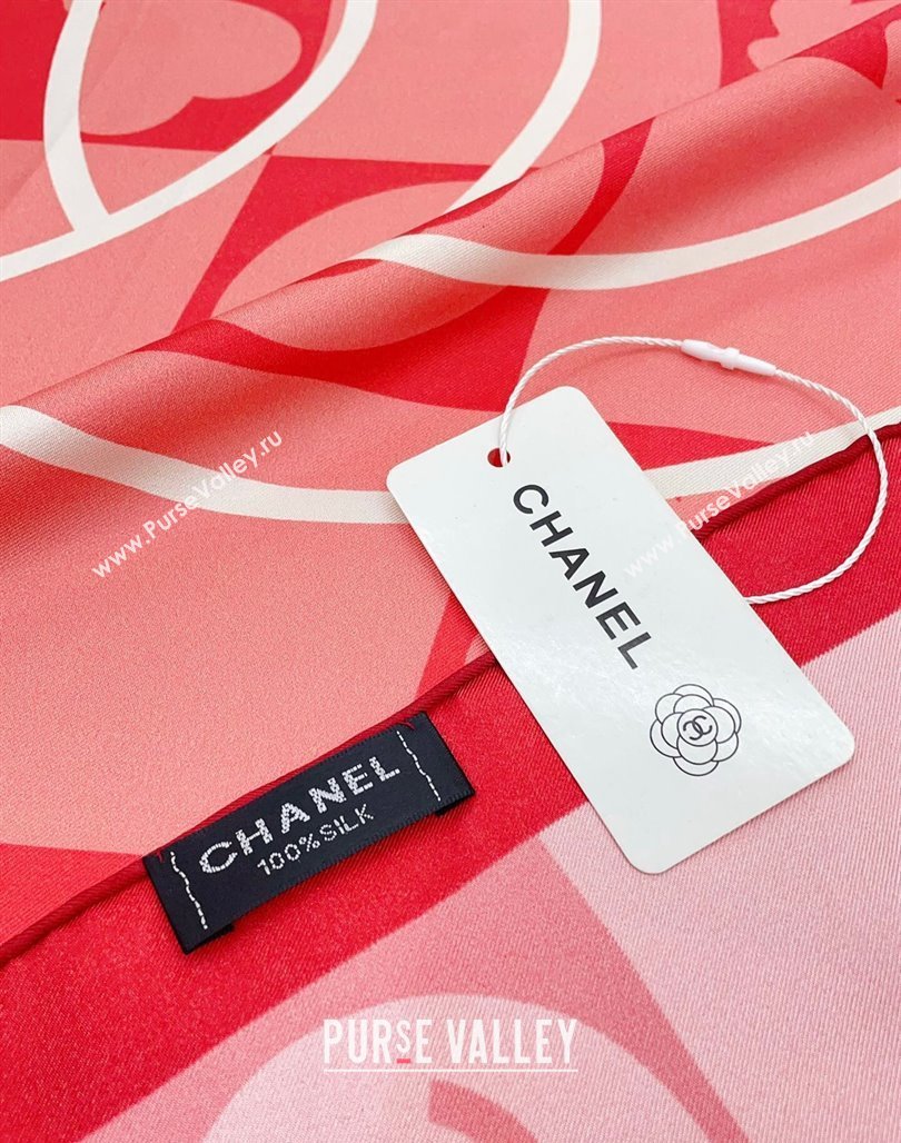 Chanel Silk Square Scarf 90x90cm Pink 2024 CH071001 (A-240710090)