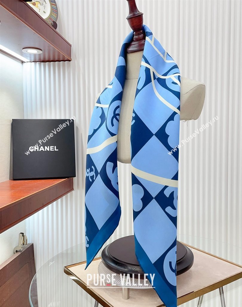 Chanel Silk Square Scarf 90x90cm Blue 2024 CH071001 (A-240710091)