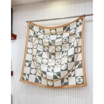 Chanel Silk Square Scarf 90x90cm White 2024 CH071001 (A-240710089)