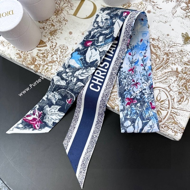 Dior Silk Bandeau Scarf Blue 2024 073001 (A-240730114)