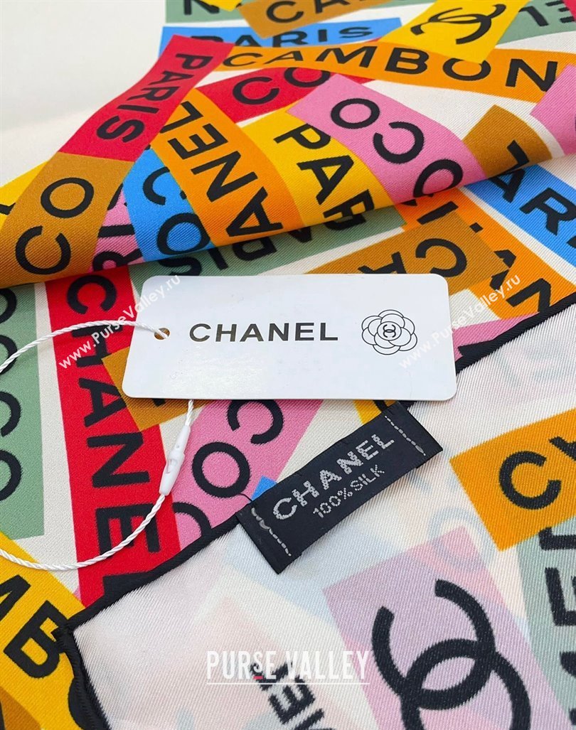 Chanel Silk Square Scarf 90x90cm White 2024 AA9664 (A-240730128)