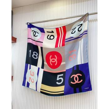 Chanel Silk Square Scarf 90x90cm Blue 2024 0730 (A-240730131)