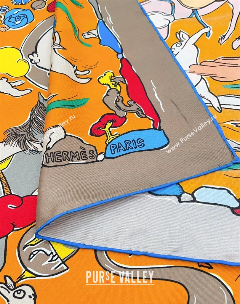 Hermes Rabbit Silk Square Scarf 90x90cm Grey 2024 0730 (A-240730135)