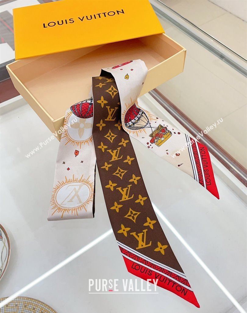 Louis Vuitton LV Eclipse Silk Bandeau Scarf 6x120cm Brown 2024 0730 (A-240730120)