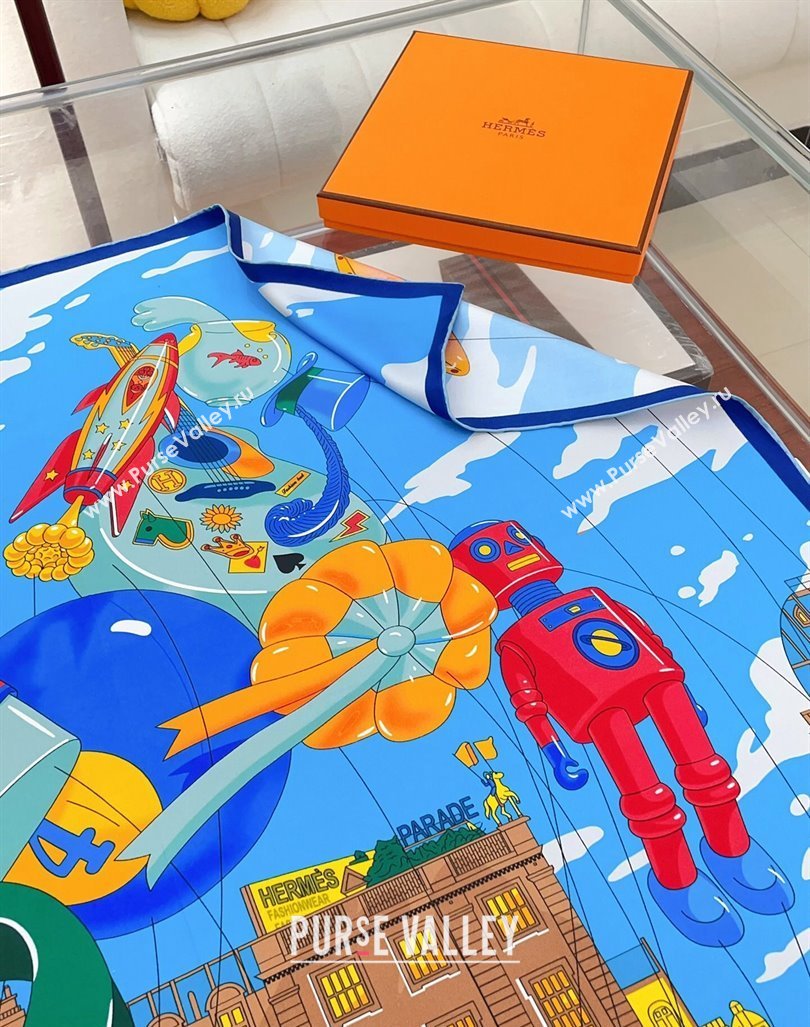 Hermes Parade Silk Sqaure Scarf 90x90cm Blue 2024 (A-240821092)