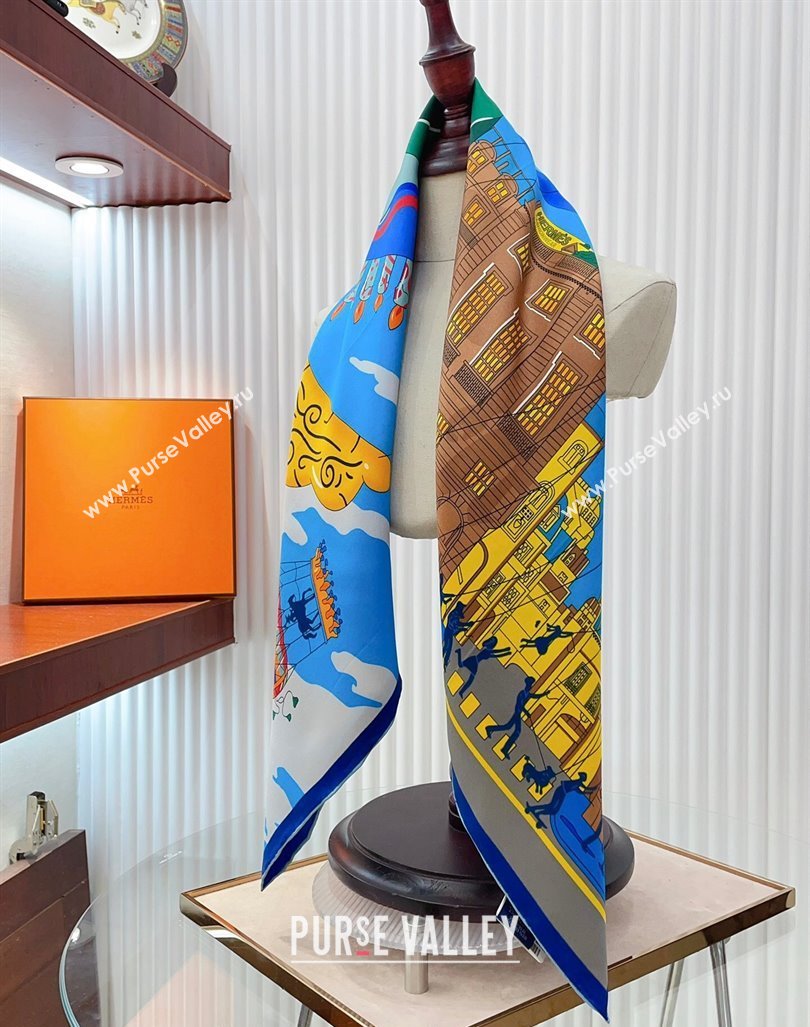 Hermes Parade Silk Sqaure Scarf 90x90cm Blue 2024 (A-240821092)