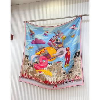 Hermes Parade Silk Sqaure Scarf 90x90cm Pink 2024 (A-240821094)