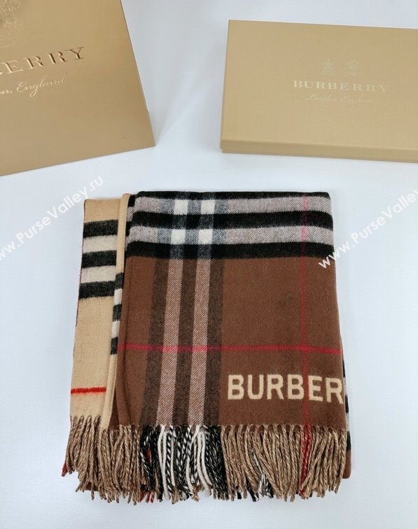 Burberry Contrast Check Wool Cashmere Cape 140x140cm Beige 2024 0821 (A-240821105)